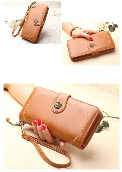 Portfel Damski Skórzany Duży Ażurowy zdjęcie 7