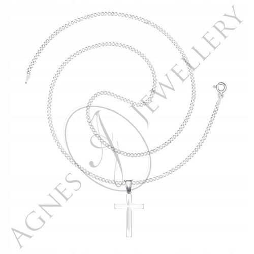 ŁAŃCUSZEK SREBRNY 925 KRZYŻYK D580 KOMUNIA 45CM na Arena.pl