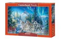 Piękne puzzle z wilkami zorzą i zimową aurą - Castorland 1500 elementów