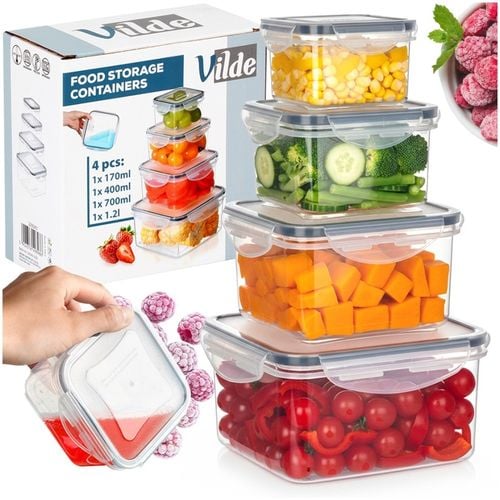 zestaw 4 pojemników na żywność z pokrywami i uszczelkami 229243 na Arena.pl
