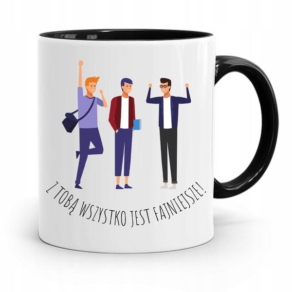 Kubek Czarny Dla Przyjaciela Wszystko Fajniejsze Z Nadrukiem Ze Zdjęciem zdjęcie 1