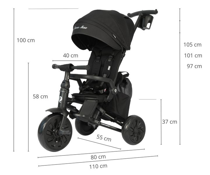 MILLY MALLY 6307 Qplay Rowerek Trójkołowy Nova Max Black zdjęcie 9