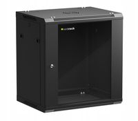 Szafa wisząca RACK 19" 12U, 450mm, Netrack F-Line, czarna, drzwi szklane,