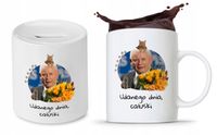 Zestaw Śmieszny Pis Kaczyński Kubek + Skarbonka Z Nadrukiem Ze Zdjęciem