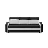 Kanapa z funkcją spania, AURELO, 220x92x92 cm, czarny, biały | TYLETEGOTU
