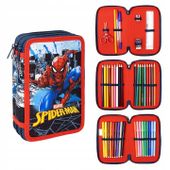 Piórnik rozkładany trzykomorowy z wyposażeniem SPIDERMAN