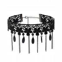 CHOKER Koronkowy Haft Czarny NASZYJNIK Gothic CH08