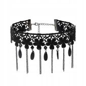 CHOKER Koronkowy Haft Czarny NASZYJNIK Gothic CH08