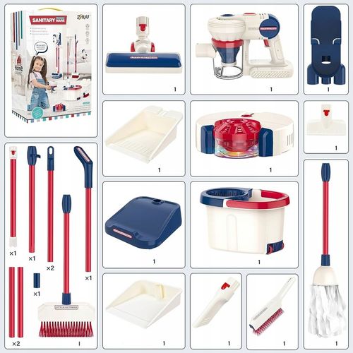 Zestaw Sprzątający 8w1 Odkurzacz Pionowy dla Dzieci Robot Mop Miotła 3 L+ na Arena.pl