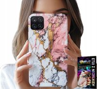 ETUI DO SAMSUNG GALAXY A22 4G - RÓŻOWO BIAŁY MARMUREK, KAMIENNE WZORY