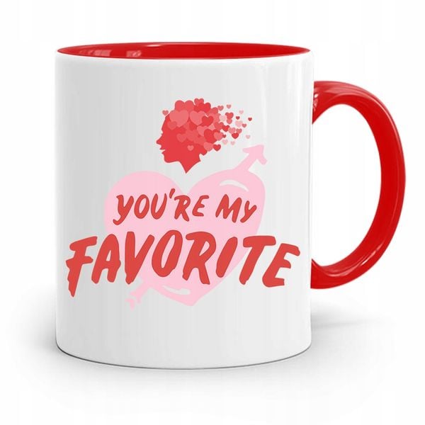 Kubek Czerwony Na Walentynki You Are My Favorite Z Nadrukiem Ze Zdjęciem zdjęcie 1