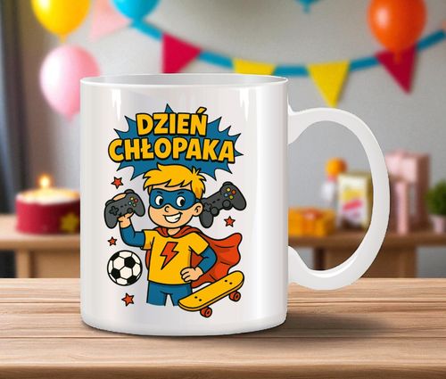 Kubek z nadrukiem prezent Dzień CHŁOPAKA dla kolegi chłopca urodziny wzory na Arena.pl