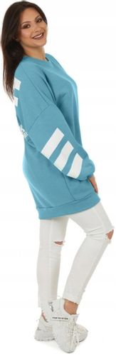 F577 nadruk BEAUTIFUL długa damska BLUZA oversize na Arena.pl