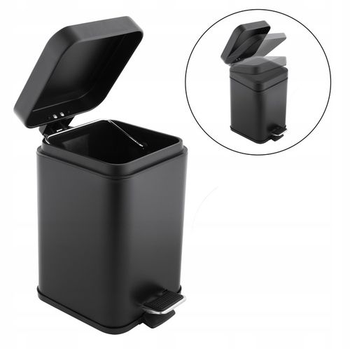 Kosz na śmieci 3L łazienkowy do WC łazienki toalety WOLNY OPAD czarny na Arena.pl