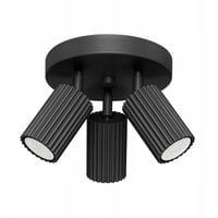 Lampa sufitowa czarna okrągła 20 cm 3 reflektorki ruchome karbowane Sollux