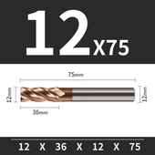 Frez TiSiN 4 ostrza Z-4 do stali nierdzewnej do 55HRC Roz.  Ø12x36x12Dx75L