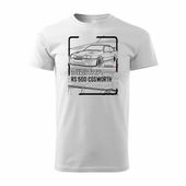 Koszulka z samochodem Ford Sierra RS 500 z Fordem Sierra RS 500 cosworth męska biała L