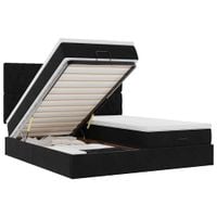 Rama łóżka otomana z materacami, czarna, 200x200 cm, aksamit