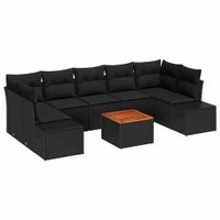 Zestaw Sof na Ogród z poduszką 8 pcs Czarny Polirattan