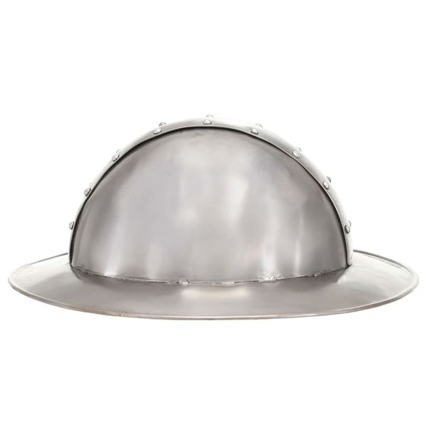 Replika średniowiecznego zabytkowego hełmu, LARP, srebrna stal zdjęcie 3