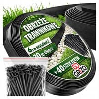 OBRZEŻE TRAWNIKOWE OGRODOWE CZARNE PLASTIKOWE ELASTYCZNE 6cm 20m + SZPILKI