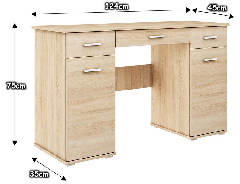 biurko ABS B1 DĄB SONOMA duże szkolne młodzieżowe pod laptop producent zdjęcie 4