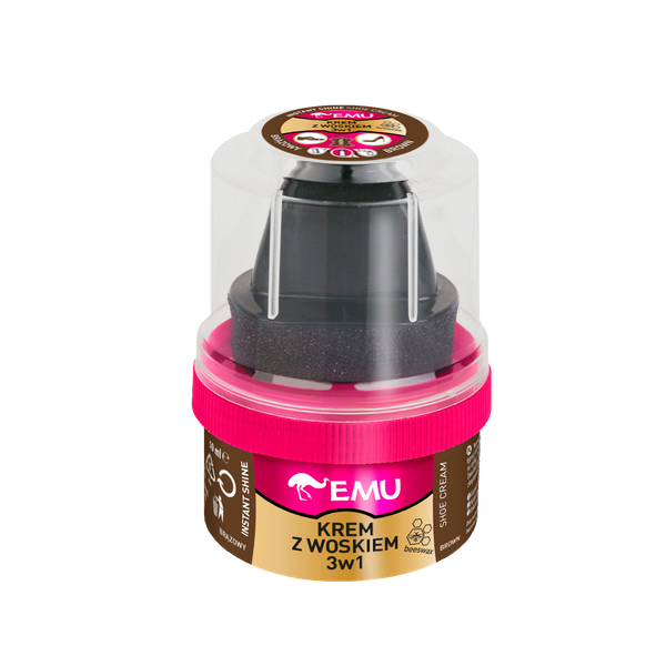EMU Krem z woskiem do butów 3w1 (instant shine shoe wax cream) - BRĄZ 50ml zdjęcie 1