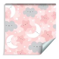 Tapeta Dla Dzieci - Wesołe Gwiazdki, Chmurki i Księżyce