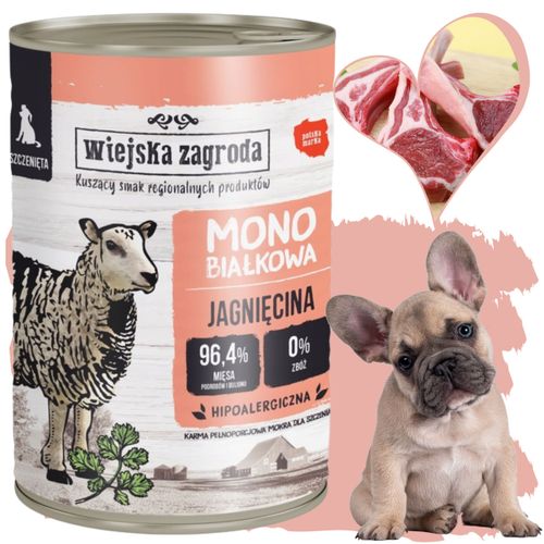 mokra karma dla psa jagnięcina monobiałkowa szczeniak 400g wiejska zagroda na Arena.pl