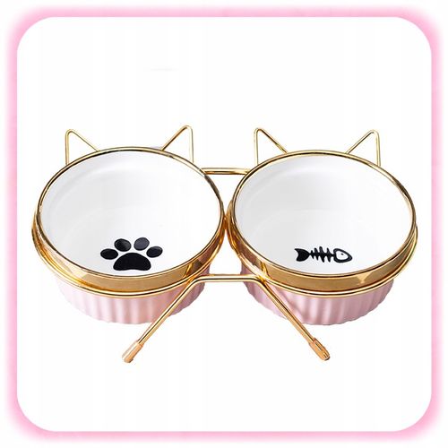 MISKA DLA KOTA PSA PODWÓJNA CERAMICZNA NA STOJAKU Miski ZESTAW 2SZT 2x300ml na Arena.pl