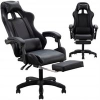 Fotel Gamingowy z Ekoskóry Obrotowy Dla Gracza Kubełkowy Wygodny Czarny