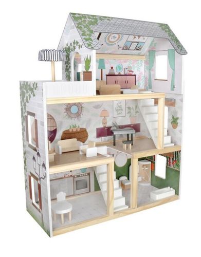 Domek dla lalek drewniany apartament Ikonka boho na Arena.pl