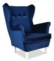 Fotel uszak ARI skandynawski  niebieski chabrowy welur