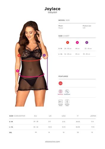 Prześwitująca Babydoll i Stringi - Obsessive Joylace L/XL na Arena.pl