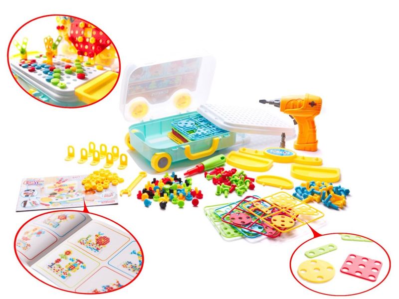 Puzzle Klocki w walizce + wkrętarka 258 el. zdjęcie 3