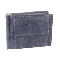 męski portfel skórzany z klipsem na banknoty  granatowy wild