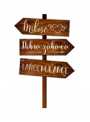 TABLICZKI ślubne STRZAŁKI DROGOWSKAZY WESELE napis na Arena.pl