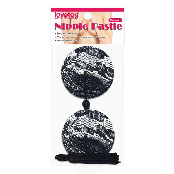 Reusable Black Lace Round Tassel Nipple Pasties zdjęcie 2