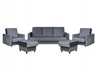 Zestaw wypoczynkowy wersalka fotele szary antracyt