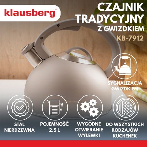 czajnik stalowy z gwizdkiem 2,5l klausberg kb-7912 na Arena.pl