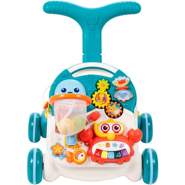 Chodzik Pchacz Stolik Edukacyjny Panel Koszyk 5W1 - Niebieski zdjęcie 7