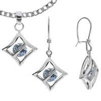 SREBRNY KOMPLET PRZESTRZENNY Z CYRKONIAMI SREBRO PRÓBY 925 ROMBY