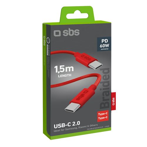 Kabel przewód w oplocie USB-C 60 W 1.5m - czerwony na Arena.pl