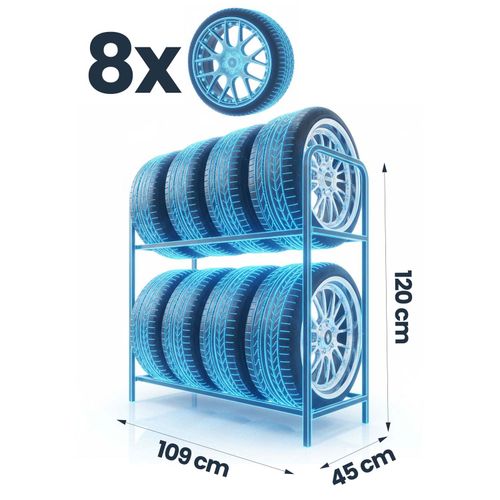 Regał stojak na opony koła metalowy półka na 8 opon Humberg HM-386 na Arena.pl