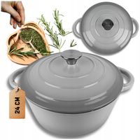 2X EMALIOWANY GARNEK ŻELIWNY 24cm 4L HAGE SZARY