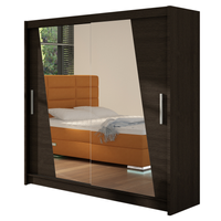 Szafa przesuwna Bega XIV z lustrem 180cm - pojemna garderoba - CHOCO
