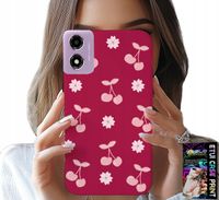 ETUI DO MOTOROLA MOTO E14 - WISIENKI, WIŚNIE NA BORDOWYM TLE + FOLIA