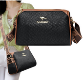 Elegancka czarna skórzana torebka damska listonoszka na ramię