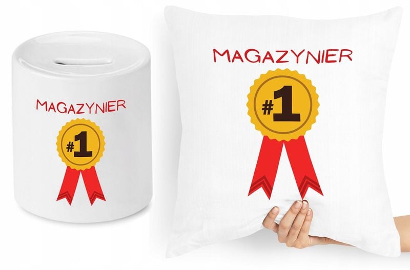 Dla Magazyniera Zestaw Poduszka + Skarbonka Z Nadrukiem Ze Zdjęciem zdjęcie 1
