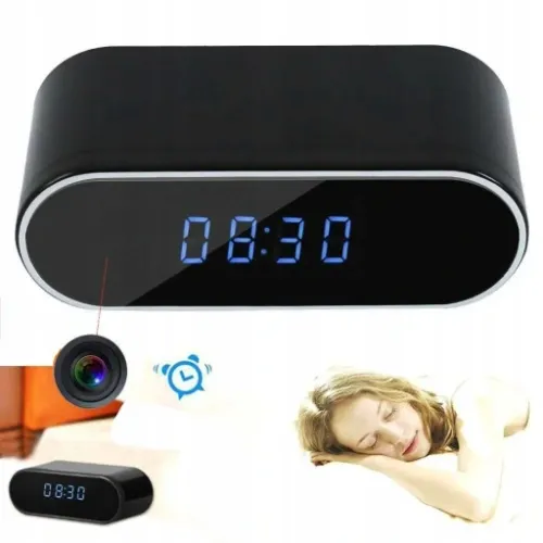 BUDZIK ZEGAR Z MINI KAMERA SZPIEGOWSKA UKRYTA WiFi na Arena.pl